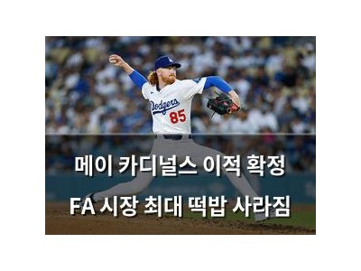메이 카디널스 이적 확정 FA 시장 최대 떡밥 사라짐