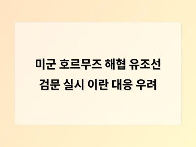 미국이 이란을 겨냥해 유조선 검문을 진행하며 지역 갈등 위험 높아져
