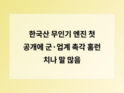 한국산 무인기 엔진 첫 공개에 군·업계 촉각 홈런 치나 말 많음