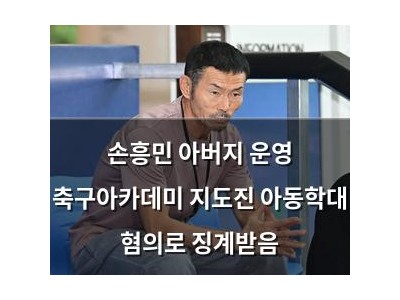 손흥민 아버지 운영 축구아카데미 지도진 아동학대 혐의로 징계받음